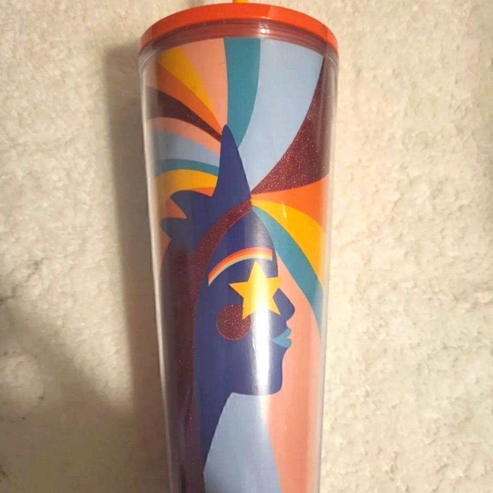 NWT Starbucks 2020 Pride LGBTQ Rainbow Acrylic Venti 24oz Hot/Cold Tumbler Straw